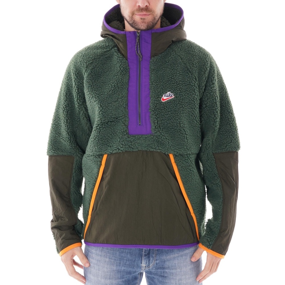 Nike Heritage Sherpa Fleece Half Zip Hoodie Pullover